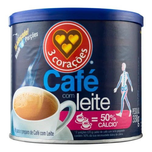Café Com Leite Solúvel Tradicional 3 Corações Lata 330g - 3 CORACOES - Mercearia