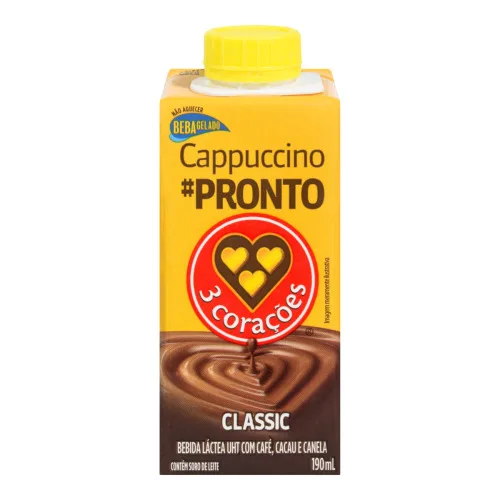 Bebida Láctea Uht Cappuccino Classic 3 Corações Caixa 190ml - 3 CORACOES - Mercearia
