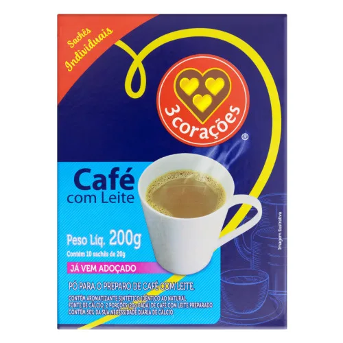 Cafe 3 Coracoes C/leite C/10 - 3 CORACOES - Mercearia