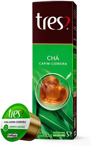 Chá Em Cápsula Capim Cidreira Tres Caixa 25g 10 Unidades - TRÊS