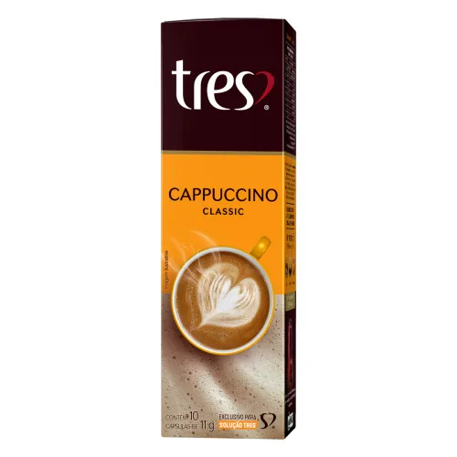 Cappuccino Em Cápsula Classic Tres Caixa 110g 10 Unidades - 3 CORACOES - Mercearia