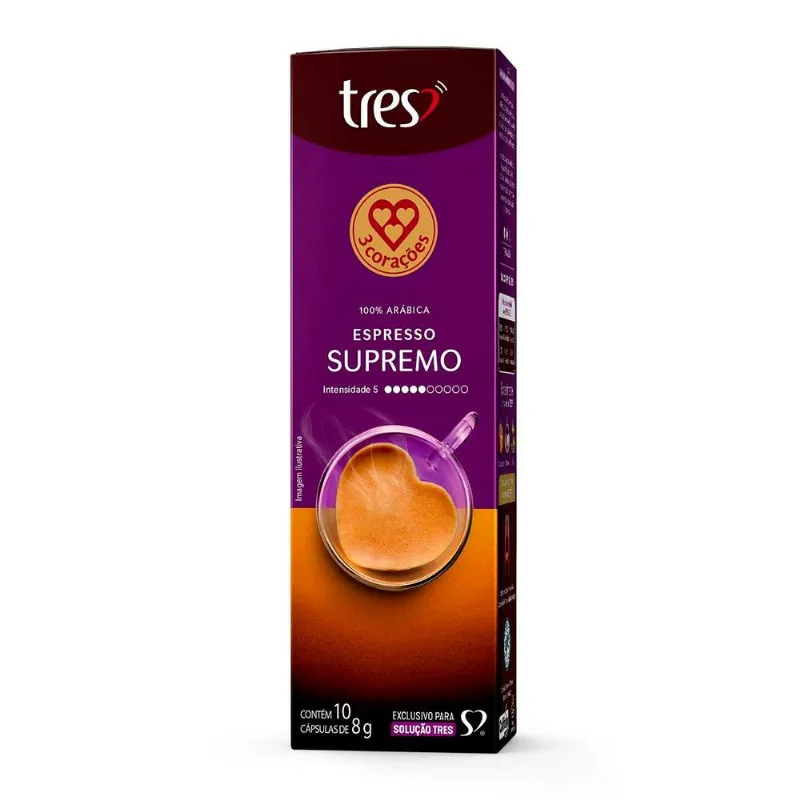 Cápsula de Café Espresso Supremo 3 Corações 10 unid