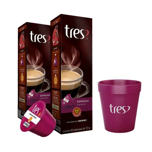 Kit C/2 Cafe 3 Coracoes C/10 Capsulas Vibrante Copo - 3 CORACOES - Mercearia