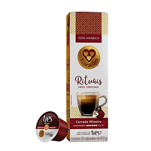 Café Em Cápsula Torrado E Moído Intenso Frutado 3 Corações Rituais Caixa 80g 10 Unidades - 3 CORACOES - Mercearia