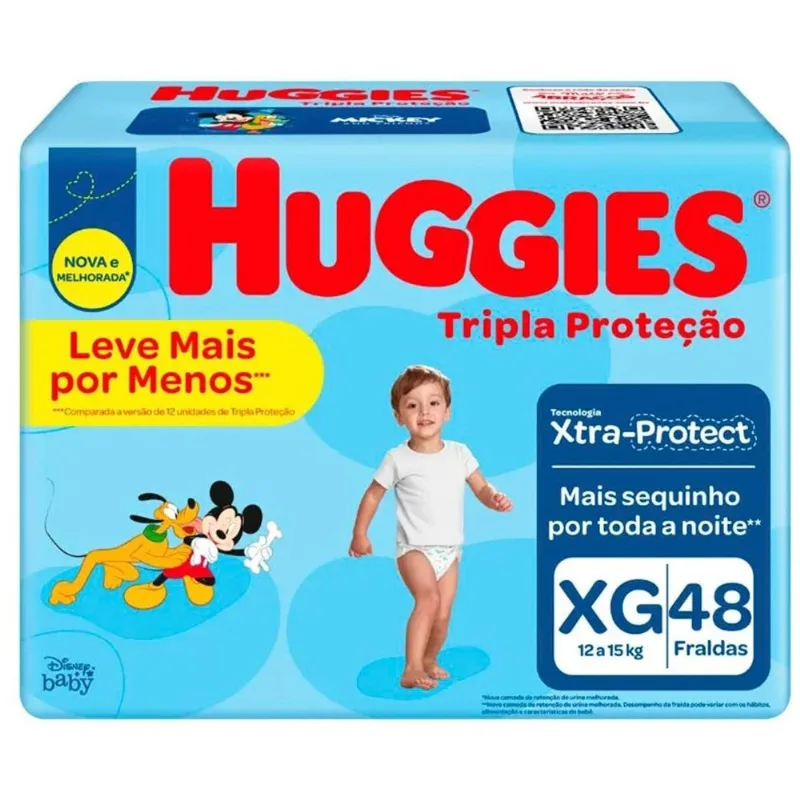 Fralda Desca Huggies Tripla Prot Tam Xg 48 Unidades