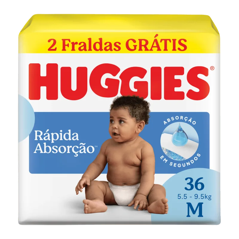 Fralda Huggies Rápida Absorção 36 Un M - Huggies - Infantil