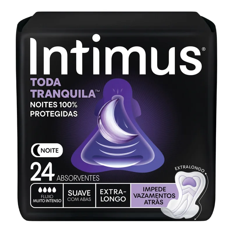 Absorvente Intimus Noturno Toda Tranquila Extralongo 24 Unidades - Intimus - Absorvente