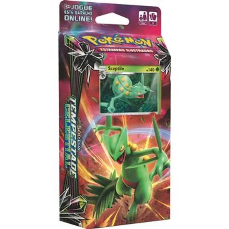 Pokemon Cartas Starter Deck - Sol e Lua 7 - Tempestade Celestial - Folha Relâmpago - Sceptile