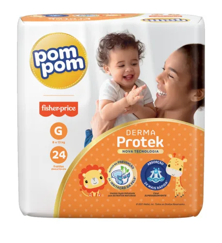 FRALDA DESCARTÁVEL INFANTIL POM POM DERMA PROTEK G - POM POM - Bebês E Higiene Infantil