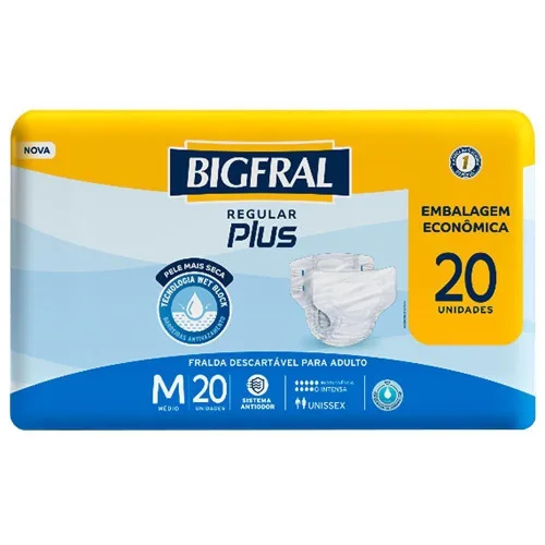 FRALDA GERIÁTRICA BIGFRAL PLUS ECONÔMICA M - 20 UNIDADES - BIGFRAL
