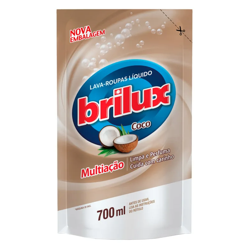 Lava Roupas LÍquido Brilux Multiação Coco Refil 700ml - Brilux - Limpeza