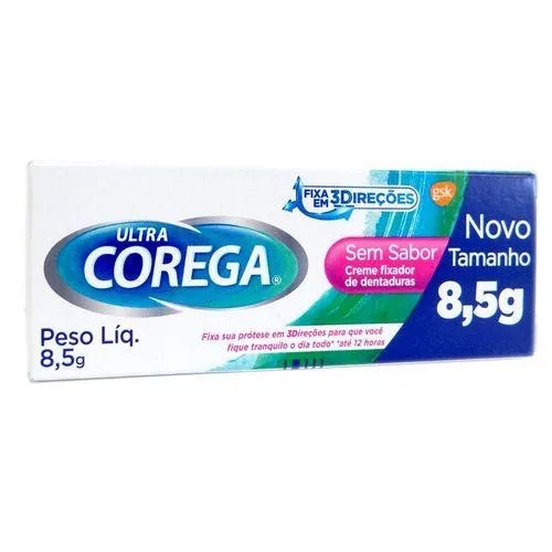 Fixador De Dentadura Sem Sabor Ultra Corega Caixa 8,5g Creme - COREGA - Perfumaria