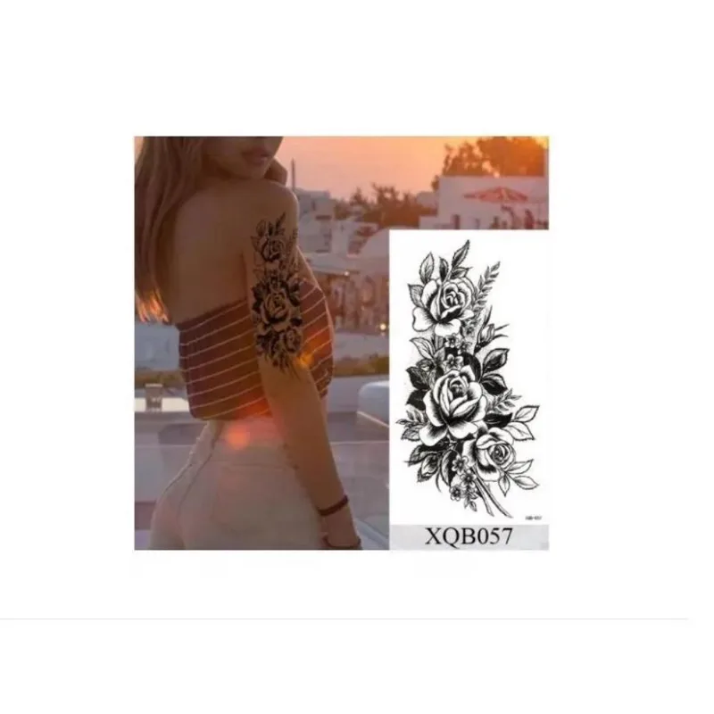 Tatuagem Temporária Dark Delicada Com 20 Cm Floral