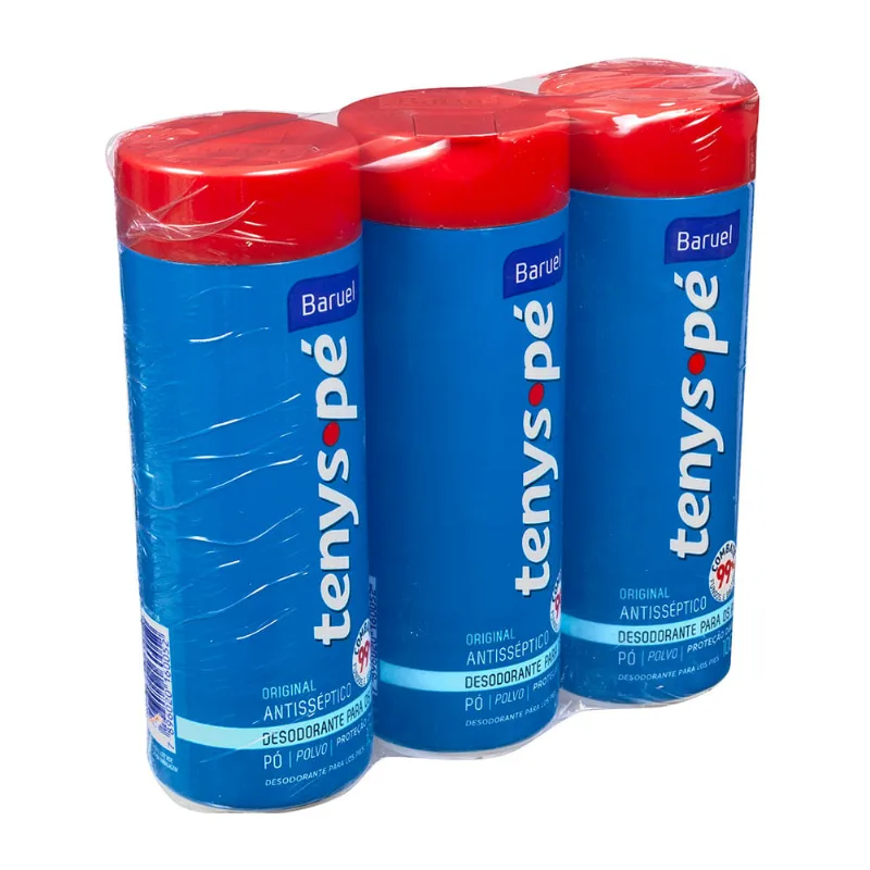 Desodorante em Pó Tenys Pé Original Baruel Pack 3 Unidades com 100g Cada