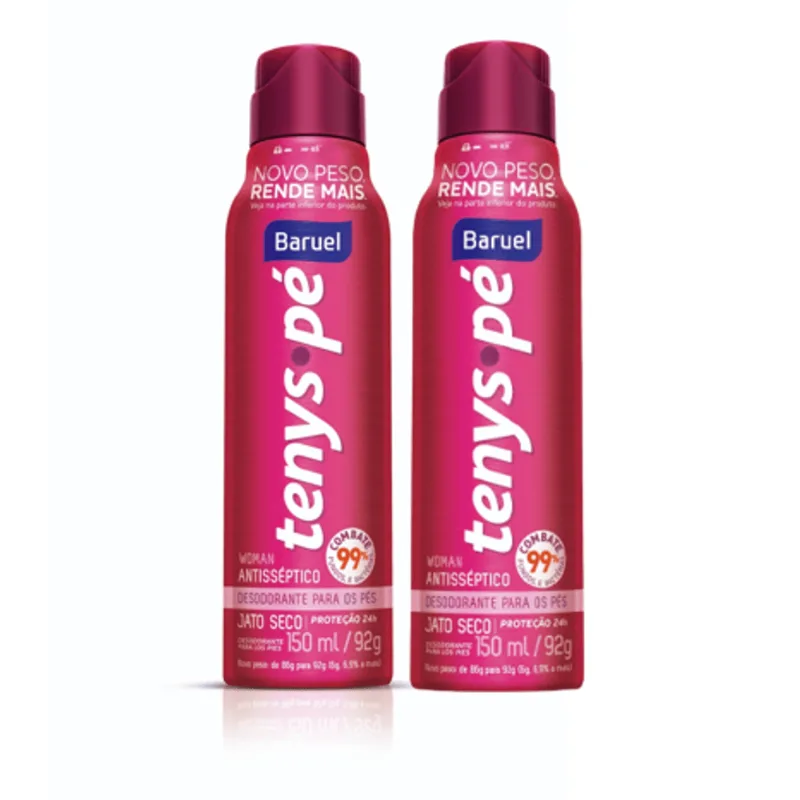 Desodorante em Pó Tenys Pé Woman Baruel Pack 2 Unidades com 92g Cada