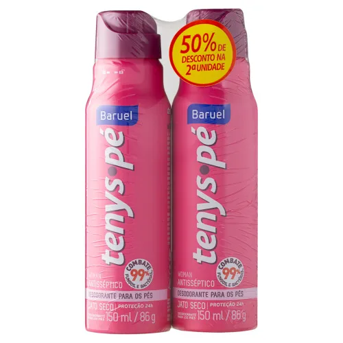 Pack Desodorante Jato Seco Para Pés Baruel Tenys Pé Woman 2 Unidades - TENYS PÉ