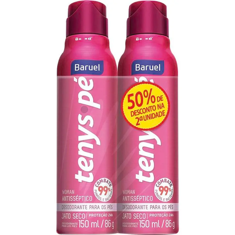Desodorante Jato Seco Tenys Pé Baruel Woman 2x150ml