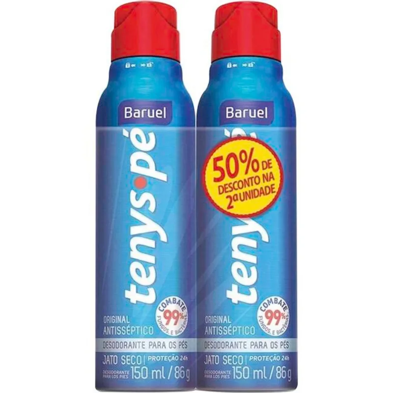 Desodorante Jato Seco Tenys Pé Baruel Original 2x150ml