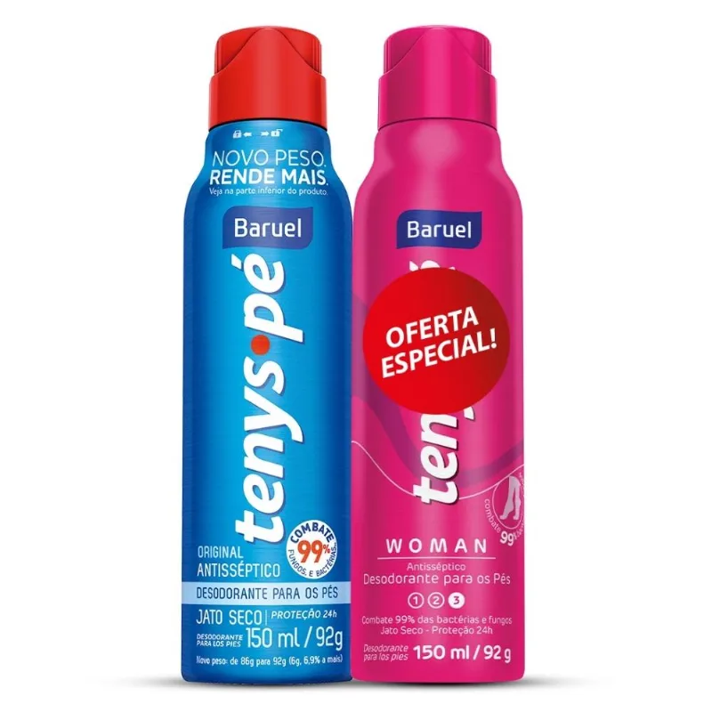 Desodorante Pés Jato Seco Tenys Pé Original-Woman 92g Com 2