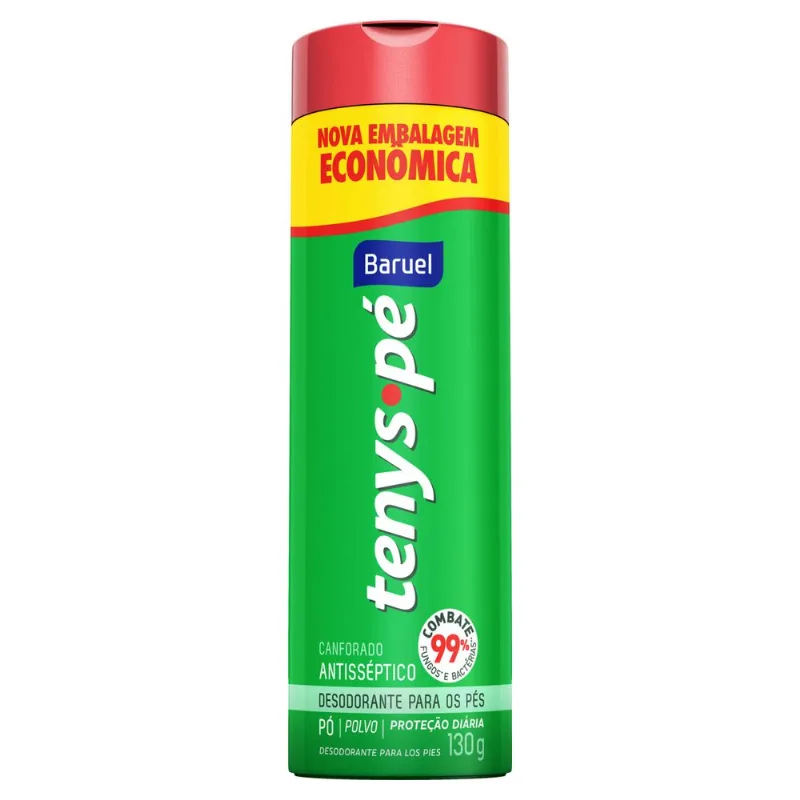 Desodorante Pó para os Pés Antisséptico Canforado Tenys Pé Frasco 130g Embalagem Econômica