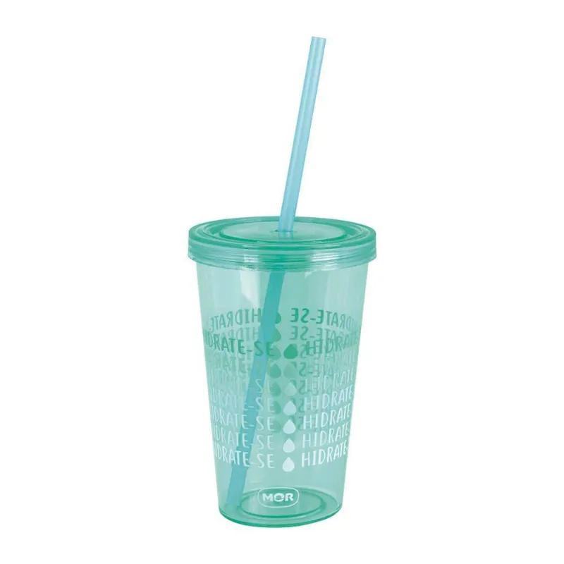Copo com Canudo Color 625ML Verde