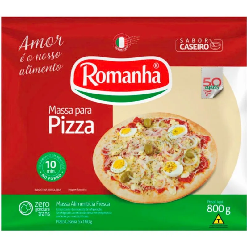 Massa para Pizza Romanha Caseira 800g
