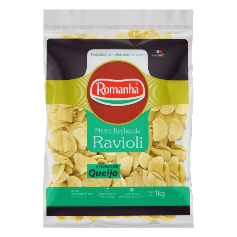 Ravióli Recheio Queijo Romanha Pacote 1kg