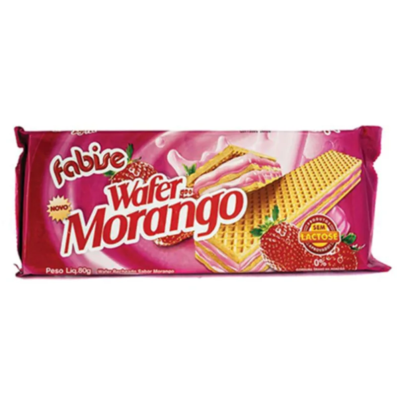 Biscoito Fabise Wafer Morango 80g - Fabise - Mercearia