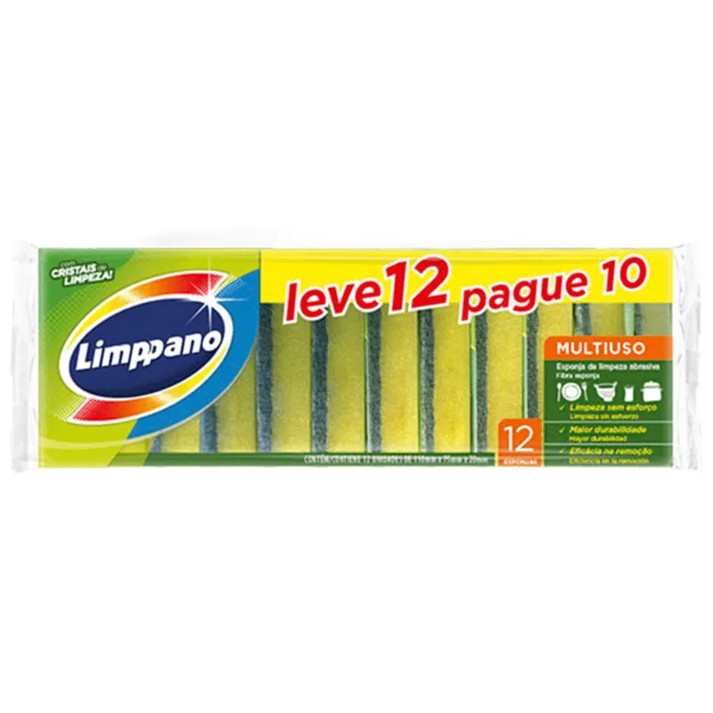 Esponja Limpz Limppano Lv12pg10 M Uso Esponja Multiuso Limppano Leve 12 Pague 10 Unidades