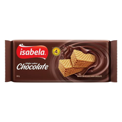 BISCOITO WAFER RECHEIO CHOCOLATE ISABELA PACOTE 100G - ISABELA - Mercearia