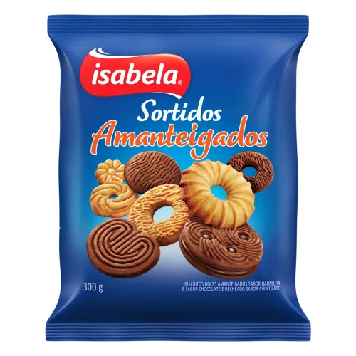 BISCOITO AMANTEIGADO SORTIDO ISABELA PACOTE 300G - ISABELA - Mercearia