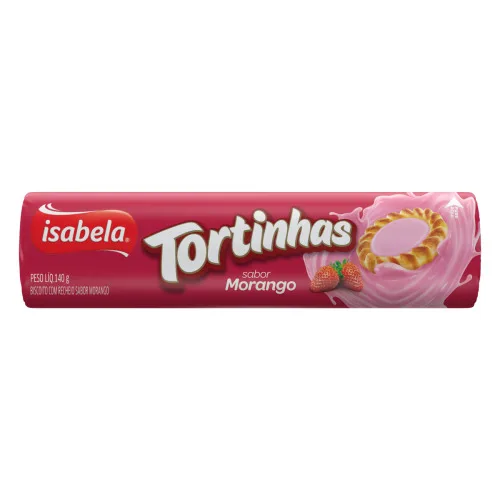 BISCOITO RECHEIO MORANGO ISABELA TORTINHAS PACOTE 140G - ISABELA