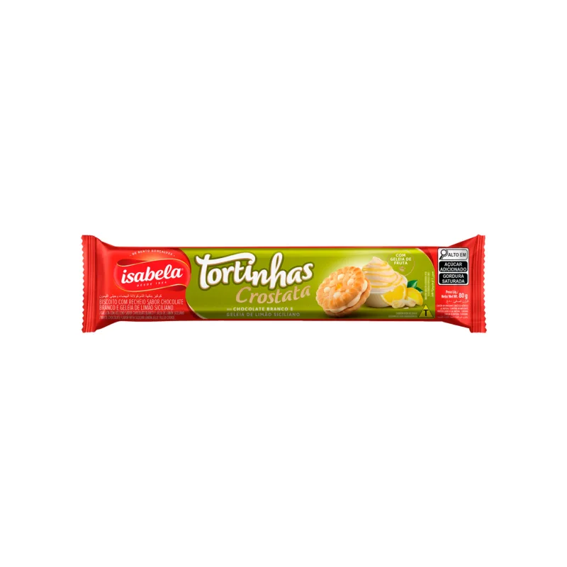 Biscoito Recheado de Chocolate Branco com Geleia de Limão Siciliano Crostata Tortinhas Isabela 80g - Isabela - Mercearia