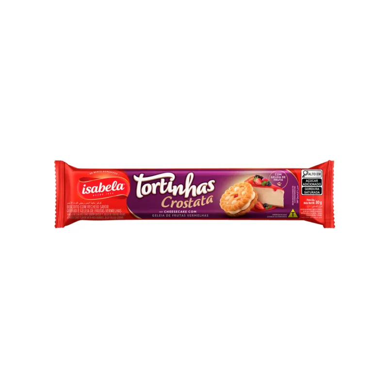 Biscoito Recheado de Cheese Cake e Geléia de Frutas Vermelhas Crostata Tortinhas Isabela 80g - Isabela - Mercearia