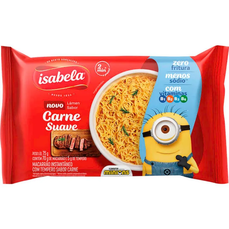 Macarrão Instantâneo Isabela Minions Carne 75g