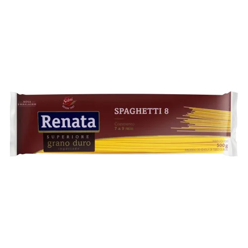 Macarrão De Sêmola Grano Duro Espaguete 8 Renata Superiore Pacote 500g - SELMI - Mercearia