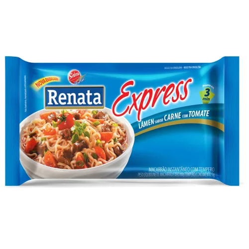 Macarrão Instantâneo Lámen Carne Com Tomate Renata Express Pacote 85g - RENATA - Mercearia