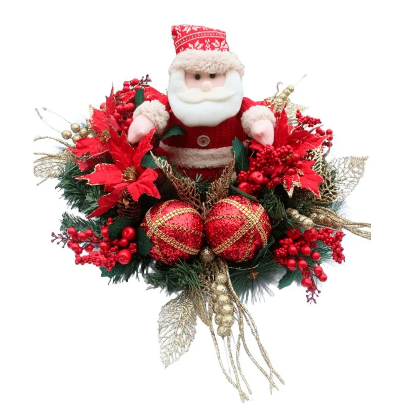 Decoração Arranjo De Mesa Natal Papai Noel Luzes Leds 60cm