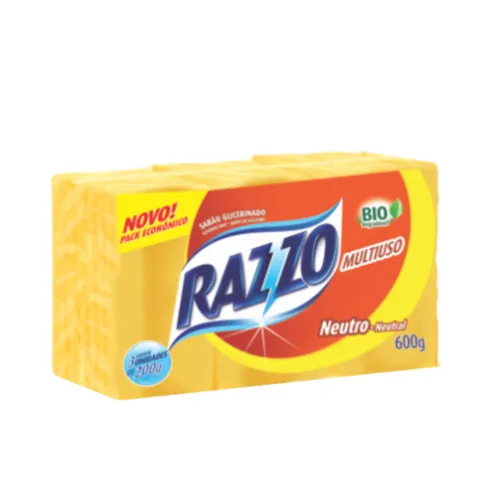 Sabão Em Pedra Glicerinado Neutro Multiuso Razzo 200g - RAZZO