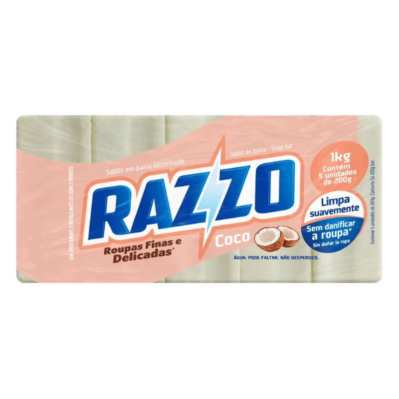 Sabão Roupas Finas e Delicadas Coco Razzo 5un.