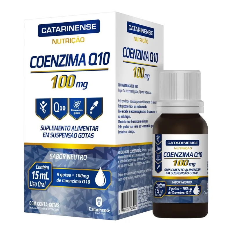 Suplemento Alimentar Catarinense Coenzima Q10 100mg 15ml Gotas + Conta-Gotas