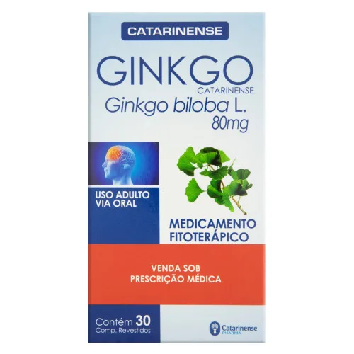 GINKGO 80MG CATARINENSE CAIXA 30 COMPRIMIDOS REVESTIDOS - CATARINENSE - Medicamentos