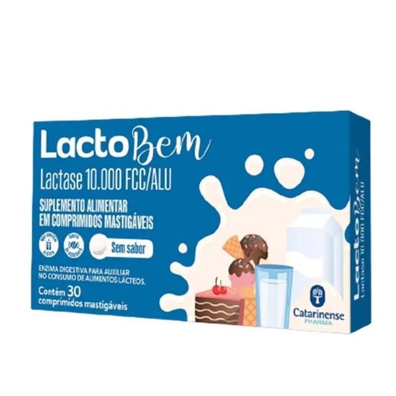 LactoBem 10.000 FCC/Alu 30 Comprimidos Mastigáveis Sem Sabor Catarinense