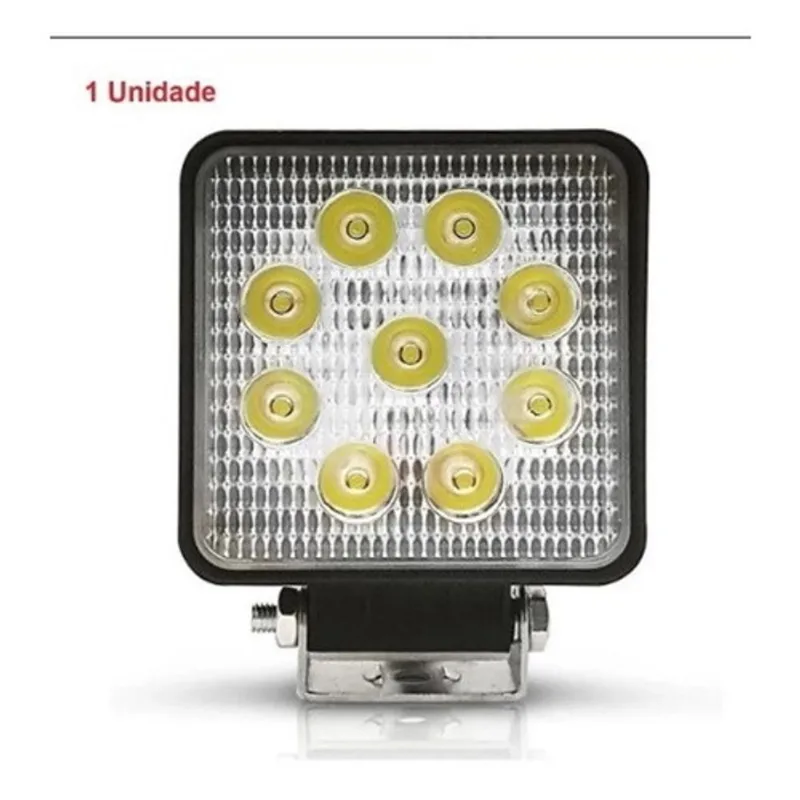Farol Milha 27w Quadrado 9 Leds Branco Universal