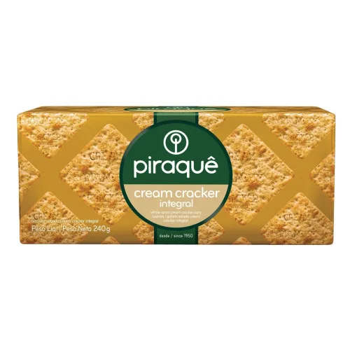 Biscoito Cream Cracker Integral Piraquê Pacote 240g - PIRAQUE - Mercearia