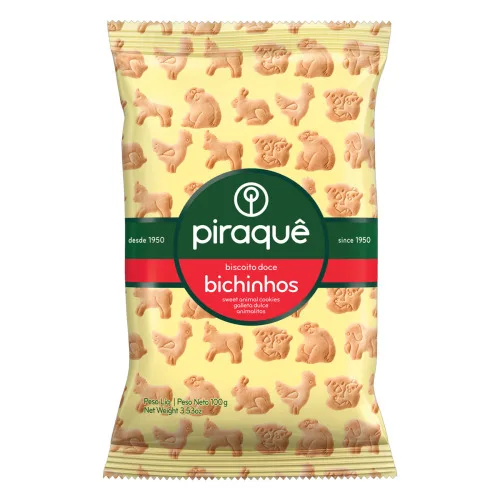 Biscoito Bichinhos Piraquê Pacote 100g - PIRAQUE - Mercearia