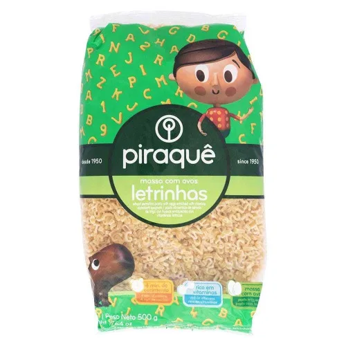 Macarrão De Sêmola Com Ovos Letrinhas Sítio Do Pica Pau Amarelo Piraquê Pacote 500g - PICA PAU - Mercearia