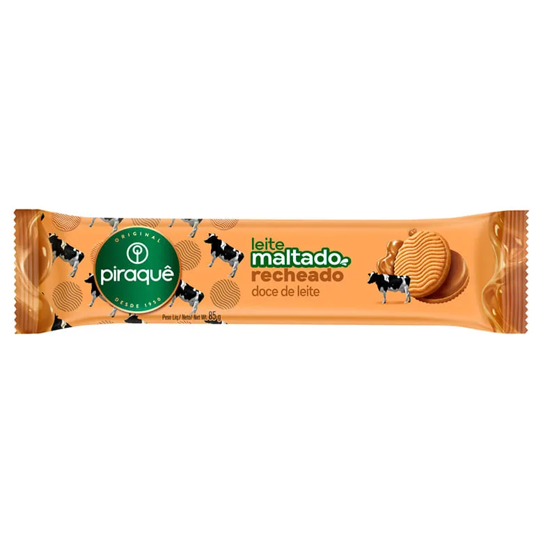 Biscoito Piraquê Leite Maltado Recheio Doce de Leite 85g - Piraquê - Mercearia