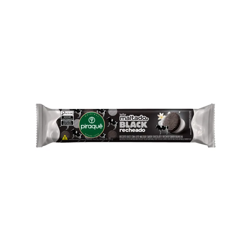 Biscoito com Leite Maltado Black Piraquê 85g - Piraquê - Mercearia