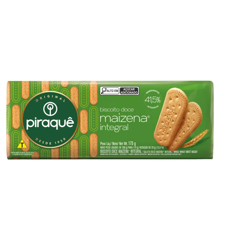 Biscoito Maizena Piraquê Integral Pacote 175g - Piraque - Mercearia